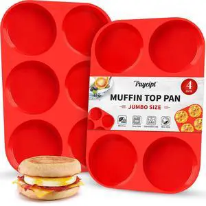 4 Inch Silicone Egg Molds for Breakfast Sandwiches, 2 Pack, 12 Cavities 4 Inch Silicone Egg Molds for Breakfast Sandwiches, 2 Pack, 12 Cavities