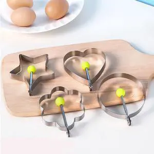 4 Pack Egg Ring Molds for Breakfast Sandwiches, Stainless Steel Fried Egg Mold for Flat Bottomed Pan, Heart, Flower, Star, Round Pancake Mold Set 4 Pack Egg Ring Molds for Breakfast Sandwiches, Stainless Steel Fried Egg Mold for Flat Bottomed Pan, Heart, Flower, Star, Round Pancake Mold Set