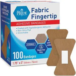 Sterile Fingertip Fabric Bandages,Hypoallergenic,1.75x3 in,100-Ct Sterile Fingertip Fabric Bandages,Hypoallergenic,1.75x3 in,100-Ct