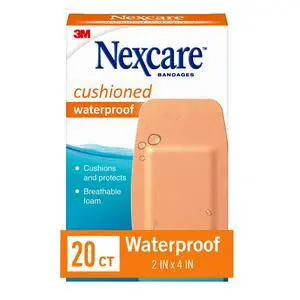 Waterproof Cushioned Bandages, Knee & Elbow, 2 x 4 in, 20 Count Waterproof Cushioned Bandages, Knee & Elbow, 2 x 4 in, 20 Count