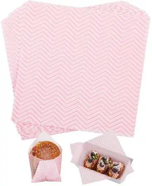 100 PCS Wavy Waxed Deli Paper Sheets 7 * 7 Inch, Food-grade Greaseproof Paper Hamburger Papers Food Basket Liners for Sandwiches, Burgers, Fries Wrapping for Party,Festival and Outdoor - Pink 100 PCS Wavy Waxed Deli Paper Sheets 7 * 7 Inch, Food-grade Greaseproof Paper Hamburger Papers Food Basket Liners for Sandwiches, Burgers, Fries Wrapping for Party,Festival and Outdoor - Pink