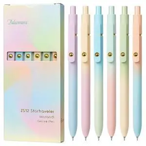 Gel Pens,6 Pcs 0.7mm Retractable Quick Dry Black Ink Pens Gel Pens,6 Pcs 0.7mm Retractable Quick Dry Black Ink Pens