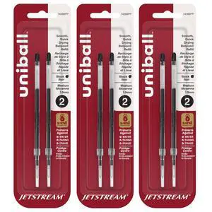 Uniball Jetstream Ballpoint Pen Refills, 1.0mm Bold Point, Black Ink, 6 Refills Uniball Jetstream Ballpoint Pen Refills, 1.0mm Bold Point, Black Ink, 6 Refills