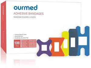 Flexible Fabric Bandages with Non-Stick Pad, Latex Free, Rainbow Colors Adhesive Bandage First Aid Wound Care for Cuts, Scrapes, Blisters, Assorted Sizes, 100 Count Flexible Fabric Bandages with Non-Stick Pad, Latex Free, Rainbow Colors Adhesive Bandage First Aid Wound Care for Cuts, Scrapes, Blisters, Assorted Sizes, 100 Count
