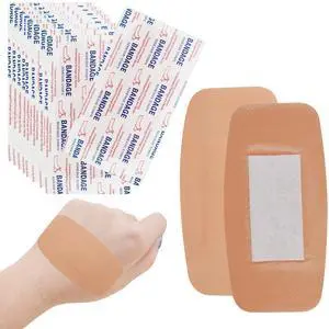 100 Extra Large Adhesive Bandage Patch 2x4 Plastic Waterproof Wound Dressing Bandages with Non-Stick Pad and 4 Sided Seal for First Aid Kit Wound Care 100 Extra Large Adhesive Bandage Patch 2x4 Plastic Waterproof Wound Dressing Bandages with Non-Stick Pad and 4 Sided Seal for First Aid Kit Wound Care