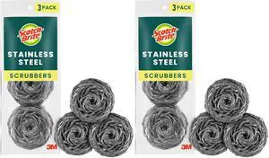 Stainless Steel Scrubber for Cleaning Kitchen, Household, and Dishes - 3 Scrubbers (Pack of 2) Stainless Steel Scrubber for Cleaning Kitchen, Household, and Dishes - 3 Scrubbers (Pack of 2)
