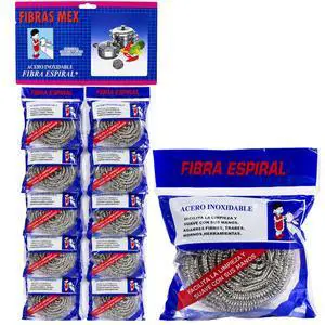Fibras Mex Stainless Steel Scrubber 12 Pack Fibra Espiral de Acero Inoxidable para Cocina Heavy Duty, Fibras Mex Steel Wool Scrubber Multi Pack, Heavy Duty Stainless Steel Scrubber for Pots Fibras Mex Stainless Steel Scrubber 12 Pack Fibra Espiral de Acero Inoxidable para Cocina Heavy Duty, Fibras Mex Steel Wool Scrubber Multi Pack, Heavy Duty Stainless Steel Scrubber for Pots