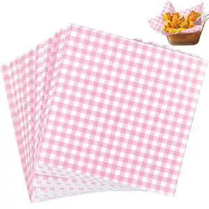 Waxed Deli Paper Sheets 7x7 Inch, 100 Pack Pink Checkered Sandwich Wrapping Paper, Greaseproof Basket Liners, Precut Deli Wrap Wax Sheets, Microwave Safe Burger/Hot Dog/BBQ/Food Truck/Party Waxed Deli Paper Sheets 7x7 Inch, 100 Pack Pink Checkered Sandwich Wrapping Paper, Greaseproof Basket Liners, Precut Deli Wrap Wax Sheets, Microwave Safe Burger/Hot Dog/BBQ/Food Truck/Party