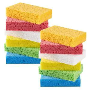 Dish Sponge Scrubber, Cellulose Sponges Kitchen for Non-Scratch Washing Dishes, Household Cleaning Scrub Natural Sponge, Pack of 12 Colorful Sponges Dish Sponge Scrubber, Cellulose Sponges Kitchen for Non-Scratch Washing Dishes, Household Cleaning Scrub Natural Sponge, Pack of 12 Colorful Sponges