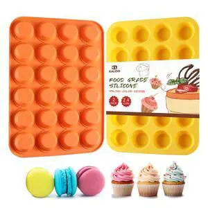 2PCS Silicone Mini Muffin Cupcake Pan, Kaloo Nonstick 24 Cups Silicone Muffin Pans for Baking, Great for Muffin, Cakes, Tart, Bread, Dishwasher Safe (Stylish Orange + Yellow, 24 Cups Each) 2PCS Silicone Mini Muffin Cupcake Pan, Kaloo Nonstick 24 Cups Silicone Muffin Pans for Baking, Great for Muffin, Cakes, Tart, Bread, Dishwasher Safe (Stylish Orange + Yellow, 24 Cups Each)