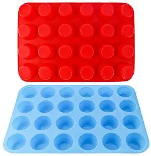 2 Pack 24-Cup Silicone Muffin Pan Nonstick Dishwasher Safe Food Grade 2 Pack 24-Cup Silicone Muffin Pan Nonstick Dishwasher Safe Food Grade