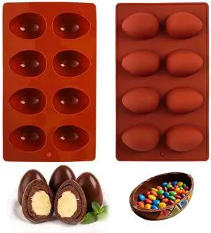 2 Pack 8-Cavity Easter Egg Silicone Baking Molds, Food-Grade Reusable Molds for DIY Chocolate, Candy, Jello, Pastry, Muffin, Oskrieel Cake Decor & Ice Cubes 2 Pack 8-Cavity Easter Egg Silicone Baking Molds, Food-Grade Reusable Molds for DIY Chocolate, Candy, Jello, Pastry, Muffin, Oskrieel Cake Decor & Ice Cubes