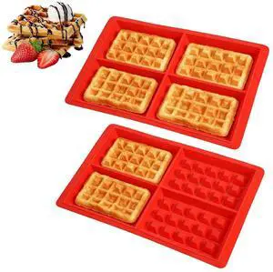 2Pcs Silicone Waffle Mold, Nonstick Waffle Maker Baking Tray Chocolate Making Mold Air Fryer Muffin Pan Kitchen Accessory for Baking 2Pcs Silicone Waffle Mold, Nonstick Waffle Maker Baking Tray Chocolate Making Mold Air Fryer Muffin Pan Kitchen Accessory for Baking