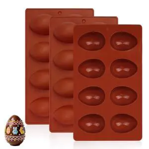 Egg Molds Set of 3 for Easter 8 Cavities Silicone Egg Pan Baking Supplies for Cake Decorating Chocolate Candy (3, Brick red) Egg Molds Set of 3 for Easter 8 Cavities Silicone Egg Pan Baking Supplies for Cake Decorating Chocolate Candy (3, Brick red)
