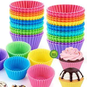 Reusable Non-Stick Silicone Baking Cups, Food Grade BPA Free Cupcake Muffin Liners, Oven & Dishwasher Safe Easy Release, Multicolor Rainbow, 24 Pack, for Muffins Cupcakes Reusable Non-Stick Silicone Baking Cups, Food Grade BPA Free Cupcake Muffin Liners, Oven & Dishwasher Safe Easy Release, Multicolor Rainbow, 24 Pack, for Muffins Cupcakes