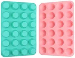 Silicone Mini Muffin Pan, 24 Cups Cupcake Pan, 2PCS Silicone Mini Muffin Pan, 24 Cups Cupcake Pan, 2PCS