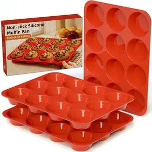 Silicone Muffin Pans for Baking - 3 Pack Silicone Molds 12 Cups Nonstick Cupcake Pan for Baking BPA Free Cake Pop Mold Egg Muffins Silicone Muffin Pans for Baking - 3 Pack Silicone Molds 12 Cups Nonstick Cupcake Pan for Baking BPA Free Cake Pop Mold Egg Muffins
