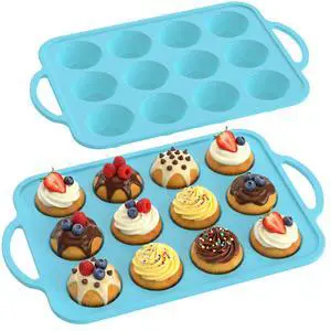 2Pack Silicone Muffin Pan for Baking - Cupcake Pans with Metal Frame 2Pack Silicone Muffin Pan for Baking - Cupcake Pans with Metal Frame