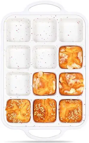 Mini Brownie Pan with Dividers, 12 Cup Square, Cream Mini Brownie Pan with Dividers, 12 Cup Square, Cream