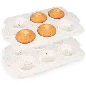 2 Pack Silicone Muffin Pan - Non Stick Collapsible Metal-Reinforced Frame Cupcake Pan with Handles 6 Cup Regular, BPA Free Cupcake and Medium Muffin Tray, Baking Pan Molds for Oven Dishwasher Safe 2 Pack Silicone Muffin Pan - Non Stick Collapsible Metal-Reinforced Frame Cupcake Pan with Handles 6 Cup Regular, BPA Free Cupcake and Medium Muffin Tray, Baking Pan Molds for Oven Dishwasher Safe