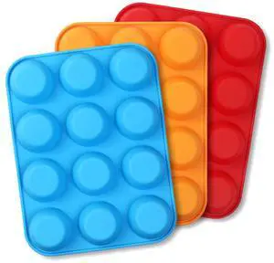 Silicone Muffin Pan, Cupcake Pan, 12 Cups, Food Grade Egg Muffin Baking Silicone Molds, Non-stick, 3 Pcs Silicone Muffin Pan, Cupcake Pan, 12 Cups, Food Grade Egg Muffin Baking Silicone Molds, Non-stick, 3 Pcs