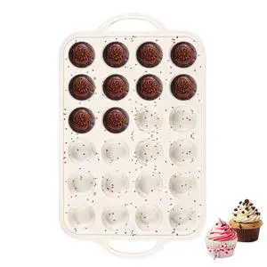 Silicone Mini Muffin Pan With Metal Reinforced Frame - 24 Cups Durable Silicone Cupcake Pan for Muffin, Cupcakes, BPA Free and Dishwasher Safe - 1 Piece Beige with Rainbow Spots Silicone Mini Muffin Pan With Metal Reinforced Frame - 24 Cups Durable Silicone Cupcake Pan for Muffin, Cupcakes, BPA Free and Dishwasher Safe - 1 Piece Beige with Rainbow Spots