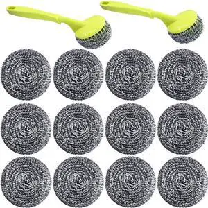 18 PCS Stainless Steel Sponges Scrubbers Cleaning Ball Utensil Scrubber Metal Scrubber Scouring Pads Ball for Pot Pan Dish Wash Cleaning for Removing Rust Dirty Cookware Cleaner with Handle (18 Pack) 18 PCS Stainless Steel Sponges Scrubbers Cleaning Ball Utensil Scrubber Metal Scrubber Scouring Pads Ball for Pot Pan Dish Wash Cleaning for Removing Rust Dirty Cookware Cleaner with Handle (18 Pack)