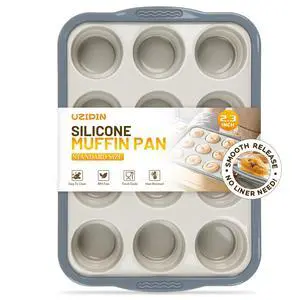 Silicone Muffin Pan, 12 Cups Non-Stick Cupcake Pan, Food-Grade BPA-Free Muffin Tin, Oven-Safe 450 °F, Reinforced Steel Frame, Easy-Grab Handles, Quick-Release 2.3" Baking Molds for Mini Treats Silicone Muffin Pan, 12 Cups Non-Stick Cupcake Pan, Food-Grade BPA-Free Muffin Tin, Oven-Safe 450 °F, Reinforced Steel Frame, Easy-Grab Handles, Quick-Release 2.3" Baking Molds for Mini Treats