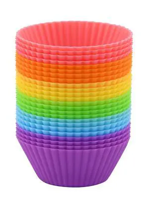 2 Inch Mini Size Silicone Baking Cups Muffin Cups, Reusable and Nonstick Mini Cupcake Liners, Chocolate Holders Truffle Cups, 24 Pack, 6 Vibrant Colors, Round 2 Inch Mini Size Silicone Baking Cups Muffin Cups, Reusable and Nonstick Mini Cupcake Liners, Chocolate Holders Truffle Cups, 24 Pack, 6 Vibrant Colors, Round