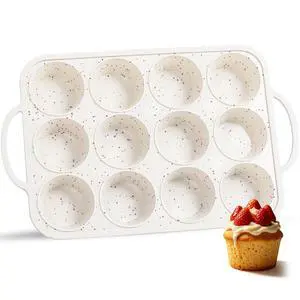 Silicone Muffin Pan with Metal Frame, Nonstick 12 Cup Regular Size Cupcake Pan, Silicone Muffin Tray for Baking Egg Bites Muffins Cupcakes Gifts for Mom Home Baker Kitchen (1 Pc, Cream) Silicone Muffin Pan with Metal Frame, Nonstick 12 Cup Regular Size Cupcake Pan, Silicone Muffin Tray for Baking Egg Bites Muffins Cupcakes Gifts for Mom Home Baker Kitchen (1 Pc, Cream)