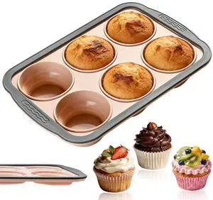Silicone Muffin Pan for Baking with Metal Reinforced Frame,6 Cups Muffin Pans Nonstick Silicone Cupcake Pan for Egg Bite,Cupcakes, Breads,Muffin Silicone Muffin Pan for Baking with Metal Reinforced Frame,6 Cups Muffin Pans Nonstick Silicone Cupcake Pan for Egg Bite,Cupcakes, Breads,Muffin