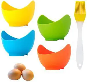 4 Pack Egg Poacher, BPA Free Silicone Egg Poachers, Egg Cups for Air Fryer, Thickened Stable Egg Cooker with Extra Oil Brush 4 Pack Egg Poacher, BPA Free Silicone Egg Poachers, Egg Cups for Air Fryer, Thickened Stable Egg Cooker with Extra Oil Brush