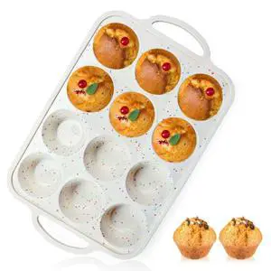 1Pack Silicone Muffin Pan for Baking with Metal Reinforced Frame, 12 Cup Regular Size Cupcake Pan, BPA Free Silicone Muffin Tray, Cupcake Baking Pan Molds for Oven Dishwasher Safe - Cream 1Pack Silicone Muffin Pan for Baking with Metal Reinforced Frame, 12 Cup Regular Size Cupcake Pan, BPA Free Silicone Muffin Tray, Cupcake Baking Pan Molds for Oven Dishwasher Safe - Cream