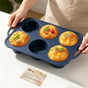 Jumbo Silicone Muffin Pan with Frame, Non Stick Large Cupcake Baking Tin Jumbo Silicone Muffin Pan with Frame, Non Stick Large Cupcake Baking Tin