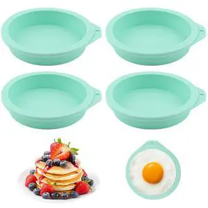 4 Pcs Air Fryer Egg Molds, Silicone Non-Stick Muffin and Toast Maker, 4 Inch Air Fryer Muffin Pans for Burger Buns, Pancakes, Air Fryer Accessories (Green) 4 Pcs Air Fryer Egg Molds, Silicone Non-Stick Muffin and Toast Maker, 4 Inch Air Fryer Muffin Pans for Burger Buns, Pancakes, Air Fryer Accessories (Green)