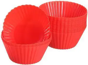 18Pcs Silicone Cupcake Liners, Non-Stick Baking Cups, for Cooking Eggs, Baking Muffins and Make a Cake(Red) 18Pcs Silicone Cupcake Liners, Non-Stick Baking Cups, for Cooking Eggs, Baking Muffins and Make a Cake(Red)