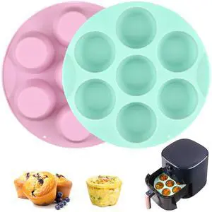 2 Pack Silicone Egg Bite Molds for Air Fryer, Nonstick 7 Cups Air Fryer Muffin Pan for Baking Egg Bite, Mini Muffins, Tart, Mini Cupcake and Quiche (Pink + Green) 2 Pack Silicone Egg Bite Molds for Air Fryer, Nonstick 7 Cups Air Fryer Muffin Pan for Baking Egg Bite, Mini Muffins, Tart, Mini Cupcake and Quiche (Pink + Green)