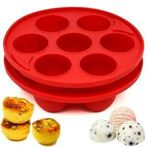 2 Pack Silicone Egg Bite Molds 7-Cavity Silicone Muffin Pans for Baking, Non-Stick Air Fryer Baking Pan for Egg Bites, Cupcake, Tart, Frittata, Quiche, Muffins, Cornbread (Red, 7-Cavity) 2 Pack Silicone Egg Bite Molds 7-Cavity Silicone Muffin Pans for Baking, Non-Stick Air Fryer Baking Pan for Egg Bites, Cupcake, Tart, Frittata, Quiche, Muffins, Cornbread (Red, 7-Cavity)