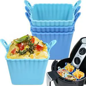Reusable Egg Bites Silicone Mold Set of 4, Nonstick Muffin Baking Cupcake with Double Handle, Small Square Air Fryer Cupcake Liners, 2 Color Reusable Egg Bites Silicone Mold Set of 4, Nonstick Muffin Baking Cupcake with Double Handle, Small Square Air Fryer Cupcake Liners, 2 Color