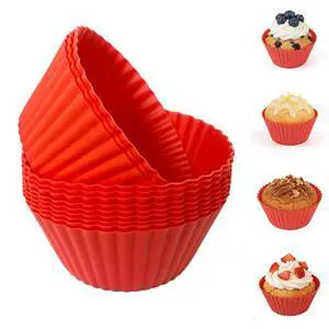 Silicone Muffin Cups Pans for Baking,Red Silicone Cupcake Liners 12PCS Silicone Muffin Cups Pans for Baking,Red Silicone Cupcake Liners 12PCS