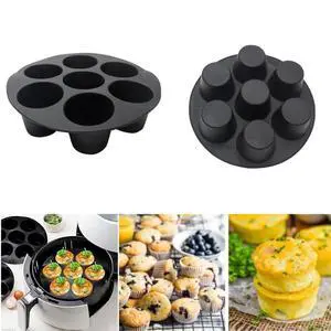 2 Pack 7 Cups Silicone Muffin Pan for 3.5-5.8L Air Fryer, Nonstick Muffin Trays Round Cupcake Baking Mold for Home DIY Making Egg Bite Mini Quiche Muffins Cakes Tart(COLOR:Black - 18 cm/7 inch) 2 Pack 7 Cups Silicone Muffin Pan for 3.5-5.8L Air Fryer, Nonstick Muffin Trays Round Cupcake Baking Mold for Home DIY Making Egg Bite Mini Quiche Muffins Cakes Tart(COLOR:Black - 18 cm/7 inch)