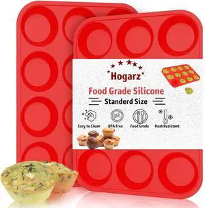 Silicone Muffin Pan 12 Cup Nonstick Food-Grade Muffin Tray for Baking Muffins, Egg Bites, Cupcakes, Baking Pans for Oven Red Silicone Muffin Pan 12 Cup Nonstick Food-Grade Muffin Tray for Baking Muffins, Egg Bites, Cupcakes, Baking Pans for Oven Red