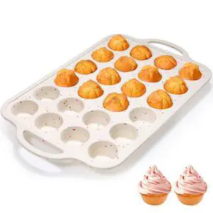 Silicone Mini Muffin Pan with Metal Frame - Nonstick 24 Cups Mini Muffin Tin Handles, Oven Safe for Muffin, Cupcake, Egg Bites, Confetti Silicone Mini Muffin Pan with Metal Frame - Nonstick 24 Cups Mini Muffin Tin Handles, Oven Safe for Muffin, Cupcake, Egg Bites, Confetti