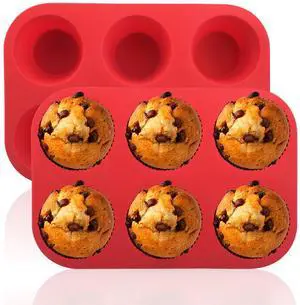 Silicone Muffin Pans,6 Cup Large Silicone Cupcake Pans 2Pack Silicone Muffin Pans,6 Cup Large Silicone Cupcake Pans 2Pack