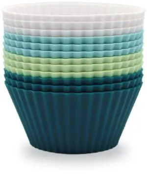 Silicone Baking Muffin Cups 12 Pack, Reusable Cupcake Liners Cake Molds, BPA Free, Dishwasher Safe(White, Green, Navy, Dusty Blue) Silicone Baking Muffin Cups 12 Pack, Reusable Cupcake Liners Cake Molds, BPA Free, Dishwasher Safe(White, Green, Navy, Dusty Blue)