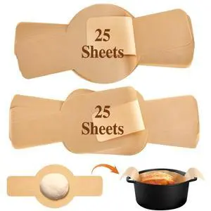 50 Pcs Parchment Paper for Sourdough Baking, Bread Sling - Dutch Oven Liner, Pre-Cut Parchment Baking Supplies for Easy Dough Transfer (Round and Oval) 50 Pcs Parchment Paper for Sourdough Baking, Bread Sling - Dutch Oven Liner, Pre-Cut Parchment Baking Supplies for Easy Dough Transfer (Round and Oval)