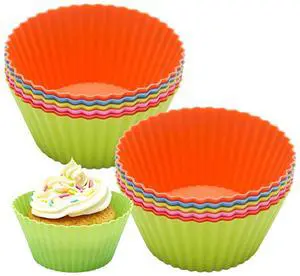 12 Pack Silicone Baking Cups, Reusable Muffin Liners Non-Stick Cupcake Molds, Small Baking Cups Truffle Cake Pan Set for Baking, Dishwasher Safe & Easy to Remove, Multicolo, Size 9 x 6 x 4.4cm 12 Pack Silicone Baking Cups, Reusable Muffin Liners Non-Stick Cupcake Molds, Small Baking Cups Truffle Cake Pan Set for Baking, Dishwasher Safe & Easy to Remove, Multicolo, Size 9 x 6 x 4.4cm
