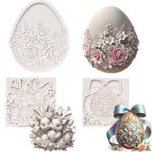 (Three-piece) Floral Easter Egg, Rabbit, Bowknot Fresh Flower Easter Egg, DIY Silicone Mold, Cake Chocolate Mold Wedding Cakeoration Tool Marshmallow Cake Mold (Three-piece) Floral Easter Egg, Rabbit, Bowknot Fresh Flower Easter Egg, DIY Silicone Mold, Cake Chocolate Mold Wedding Cakeoration Tool Marshmallow Cake Mold