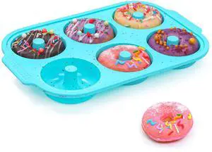 Silicone Donut Pan for Baking with Metal Reinforced Frame, Nonstick 3.25 inch Doughnut Baking Pans, 6 Cavity Donut Trays, Make Perfect Bagels and Cake Donuts (Aque) Silicone Donut Pan for Baking with Metal Reinforced Frame, Nonstick 3.25 inch Doughnut Baking Pans, 6 Cavity Donut Trays, Make Perfect Bagels and Cake Donuts (Aque)