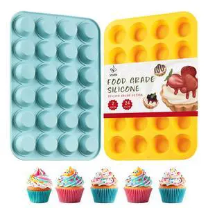 2PCS Silicone Mini Muffin Pan, 24 Cups Nonstick Mini Cupcake Pan for Baking, BPA Free and Dishwasher Safe, Great for Making Muffin Cakes, Tart, Bread and Egg Bites 2PCS Silicone Mini Muffin Pan, 24 Cups Nonstick Mini Cupcake Pan for Baking, BPA Free and Dishwasher Safe, Great for Making Muffin Cakes, Tart, Bread and Egg Bites